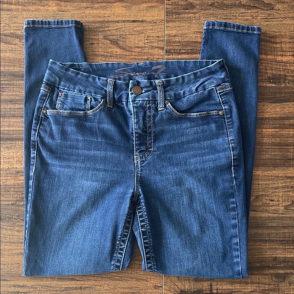 Seven  London Wash High Rise stretch skinny Tummyless jeans